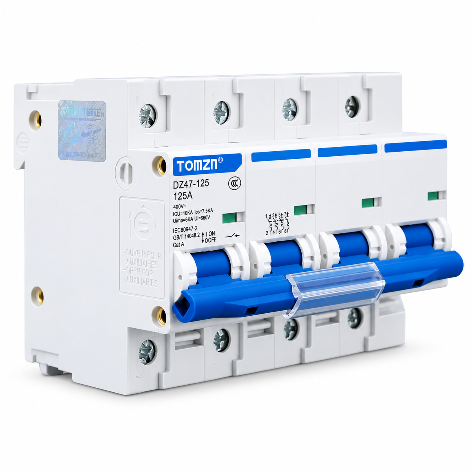 TOMZN TOB1-63H 4P 63A AC Miniature Circuit Breaker (MCB)